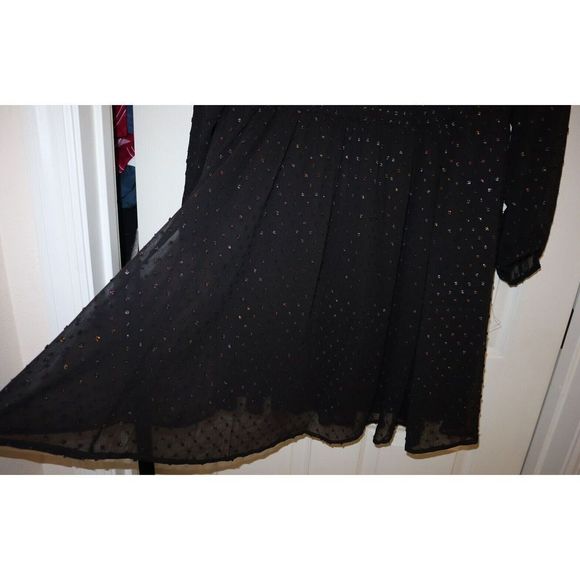 Torrid Women's Plus Sz 3 (3X) Deep Black Mini Clip Dot Blouson Sleeve Dress $86 - Picture 8 of 16